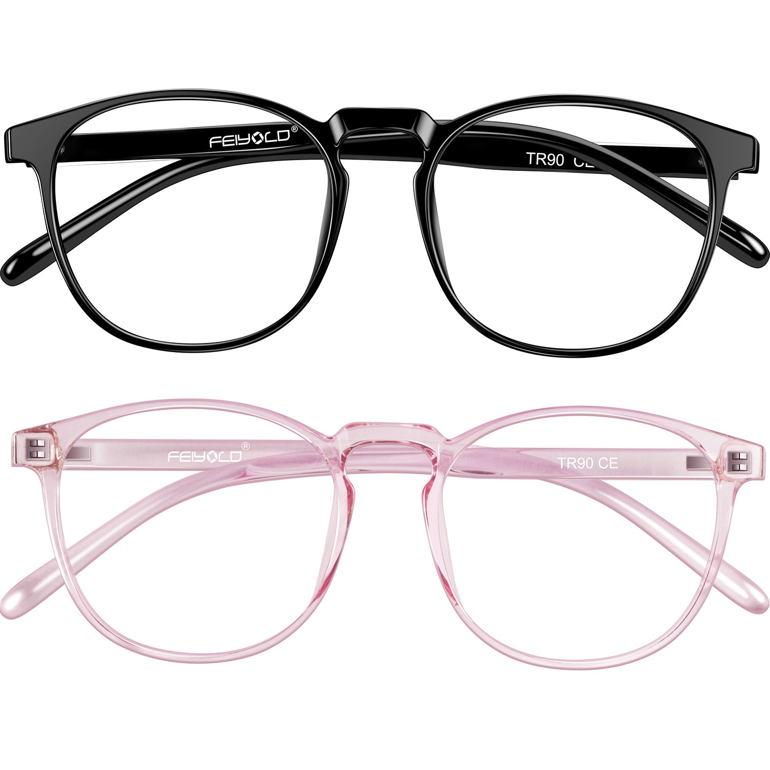 Blue Light Blocking Glasses Women/Men for Computer Use, Lightweight Anti Eyestrain Gaming Glasses Black+pink(2Pack)