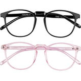 Blue Light Blocking Glasses Women/Men for Computer Use, Lightweight Anti Eyestrain Gaming Glasses Black+pink(2Pack)