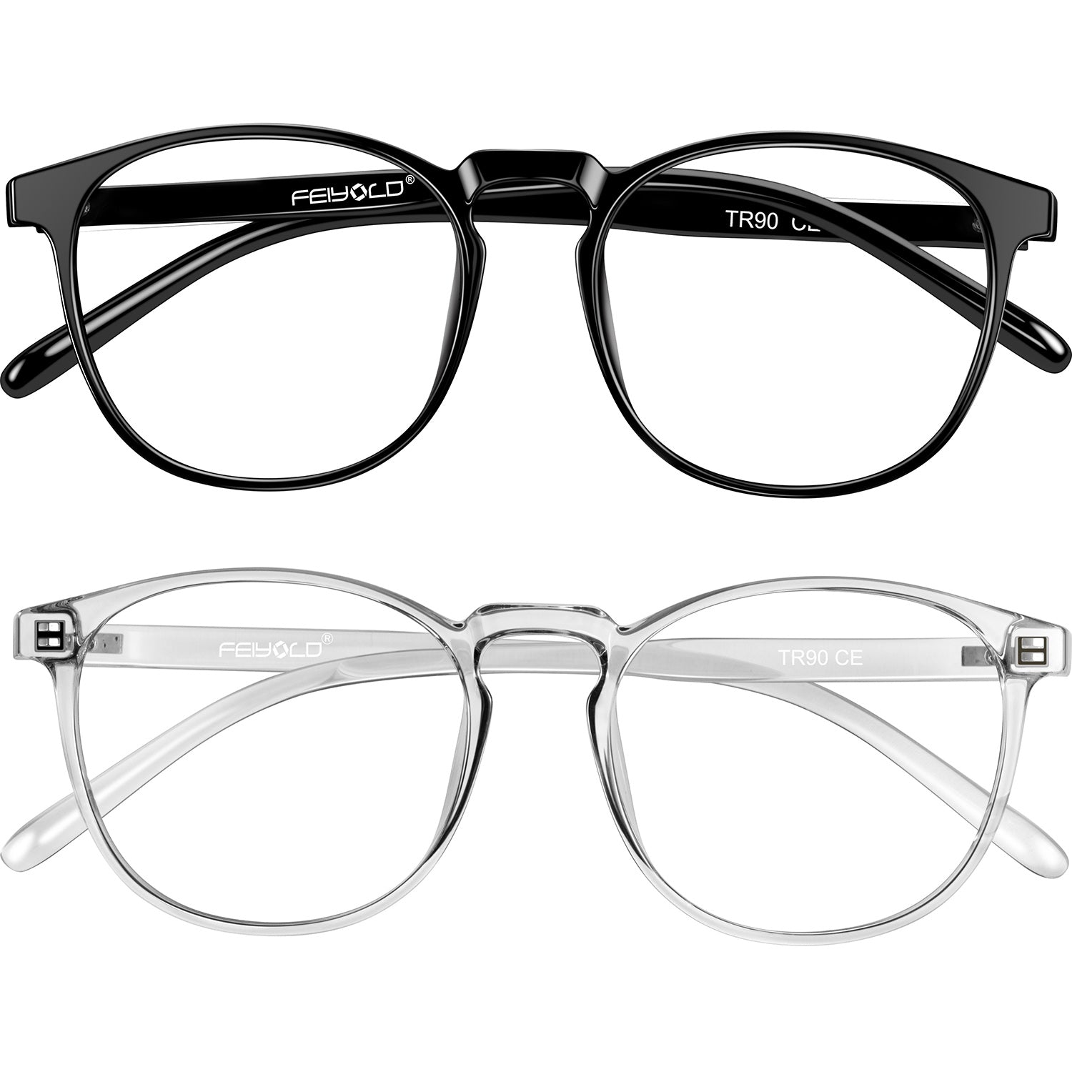 Blue Light Blocking Glasses Women/Men for Computer Use, Lightweight Anti Eyestrain Gaming Glasses Black+grey(2Pack)